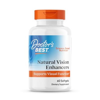 Doctor&#39;s BEST Natural Vision Enhancers contain Lutemax 2020, Supports Eye Health, Sharper Vision, Helps Filter Out Blue-Light, 60 Softgels