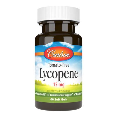 Carlson - Lycopene, 15 mg, Tomato-Free, Prostate Health &amp; Circulation Support, Optimal Wellness, 60 Softgels
