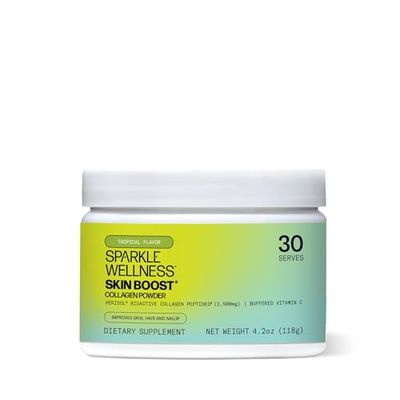 Hydrolyzed Collagen Powder - Sparkle Skin Boost (Tropical Coconut &amp; Pineapple) 30-Serves Verisol Collagen Hydrolysate Protein Powder Vitamin C Paleo Non-GMO Gluten Free Beauty Supplement Drink