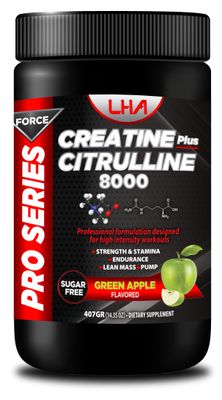 Essential Alternatives Pro Series Force Creatine Citruline 8000. Strenght &amp; Stamina, Endurance, Lean Mass, Pump. Apple Flavor 400g