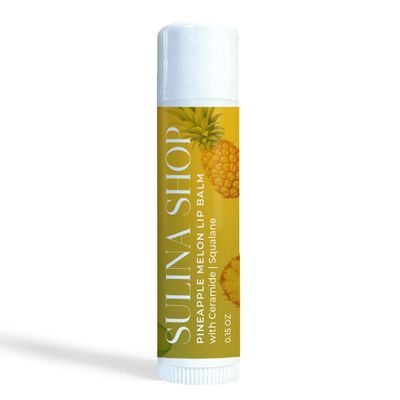 Pineapple Melon Lip Balm Hydrating &amp; Nourishing Lip Moisturizer with Squalane, Castor Oil, Castor Oil, and Vitamin E, Smooth Application, Lip Care, Barrier Protection, Non-Waxy, Refreshing Scent