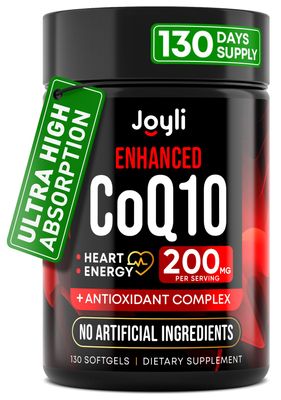 High Absorption CoQ10 200MG - Co Q10, 200mg Softgels for Heart Health &amp; Energy Production - Enhanced Co Q 10 Supplement with Antioxidants and Flaxseed Oil - CoQ10 200 mg Per Serving