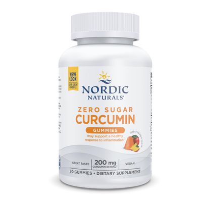 Nordic Naturals Zero Sugar Curcumin Gummies, Mango - 60 Gummies - 200 mg Optimized Curcumin Extract - Great Taste - Antioxidant Support, Healthy Metabolic Balance - Non-GMO, Vegan - 30 Servings