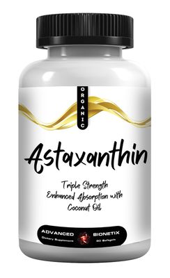 Advanced Bionetix Triple Strength AstaQuil Astaxanthin 12mg High Bioavailability Formula, 60 Softgels Organic Coconut Oil for Enhanced Absorption. Powerful Antioxidant for Eye, Joint &amp; Heart Health