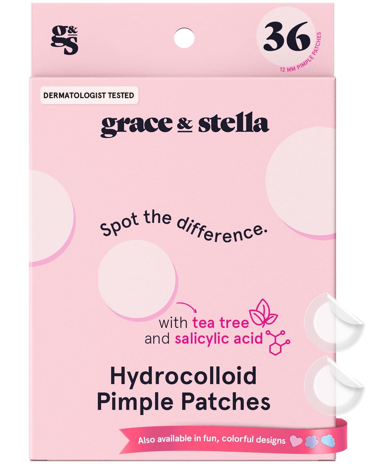 grace &amp; stella Award Winning Pimple Patches for Face - FSA HSA Hydrocolloid Acne Patches for Shrinking Zits, Whiteheads, Breakouts - Spot Stickers - Dermatologist-Tested, Vegan (Invisible, 36 Count)