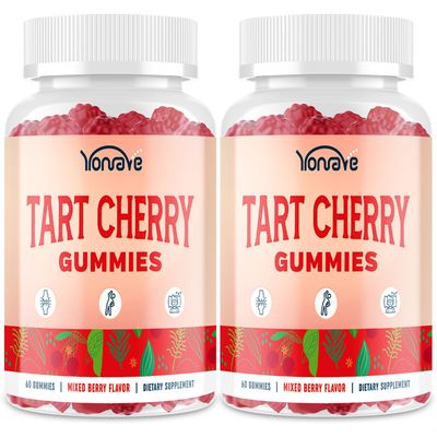 3300mg Tart Cherry Gummies for Uric Acid Cleanse, Sleep, Gout, Joint &amp; Kidney Support - Tart Cherry Extract with Celery Seed, Melatonin, Vitamin C - Detox &amp; Antioxidant - Mixed Berry Flavor, 120 Count
