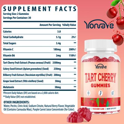 3300mg Tart Cherry Gummies for Uric Acid Cleanse, Sleep, Gout, Joint & Kidney Support - Tart Cherry Extract with Celery Seed, Melatonin, Vitamin C - Detox & Antioxidant - Mixed Berry Flavor, 120 Count