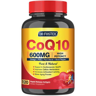 CoQ10 600 mg Softgels CoQ10 Supplement - CQ10 Coenzyme-Q10 with Omega 3 &amp; PQQ &amp; Vitamin E Support Heart &amp; Antioxidant, CoQ10 400mg Softgels, 60 Servings