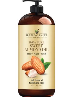 Handcraft Blends Sweet Almond Oil - 16 Fl Oz - 100 Pure and Natural - Premium Grade Carrier Oil for Skin and Hair - Hair and Body - Massage - Hexane-Free