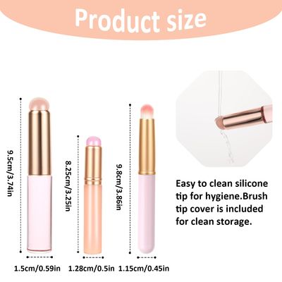 3 Pcs Silicone Lip Brush Reusable Lip Makeup Applicator Round Head Lip Brushes Applicator with Cover, Multifunctional Makeup Brush Beauty Tool for Lipstick Lip Gloss Balm Mask Concealer Eyeshadow