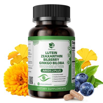 Lutein and Zeaxanthin Supplements - Advanced AREDS 2 Eye Vitamins - Bilberry Supplement for Eyes, with Astaxanthin, Ginkgo Biloba, Sodium Hyaluronate - for Eye Health &amp; Brain Support, 60 Capsules