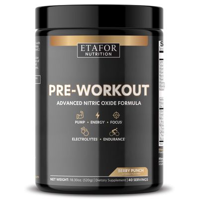 ETAFOR Pre Workout with Advance Nitric Oxide Supplement - Pre Workout Powder for Muscle Pump, Electrolytes, Focus, Energy &amp; Endurance - Preworkout with Creatine, Citrulline, L-Arginine &amp; L-Theanine