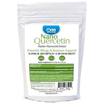 One Planet Nutrition Nano Quercetin Powder 16 oz (454 Servings), Sophora Japonica Extract, Nano for Enhanced Absorption, Supports Immune Health with Antioxidant Benefits, Non-GMO, Vegan, Gluten Free