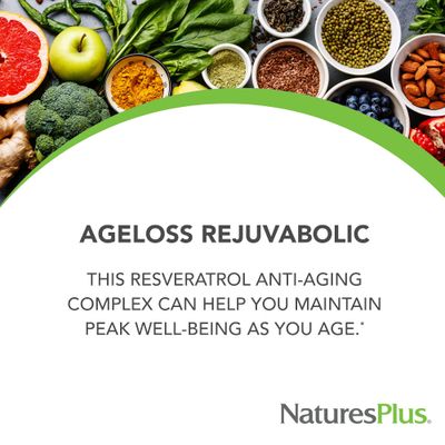 Natures Plus AgeLoss REJUVABOLIC - 90 Bi-Layered Tablets - Resveratrol Anti-Aging Complex - Vegetarian, Gluten Free - 30 Servings