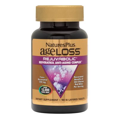 Natures Plus AgeLoss REJUVABOLIC - 90 Bi-Layered Tablets - Resveratrol Anti-Aging Complex - Vegetarian, Gluten Free - 30 Servings