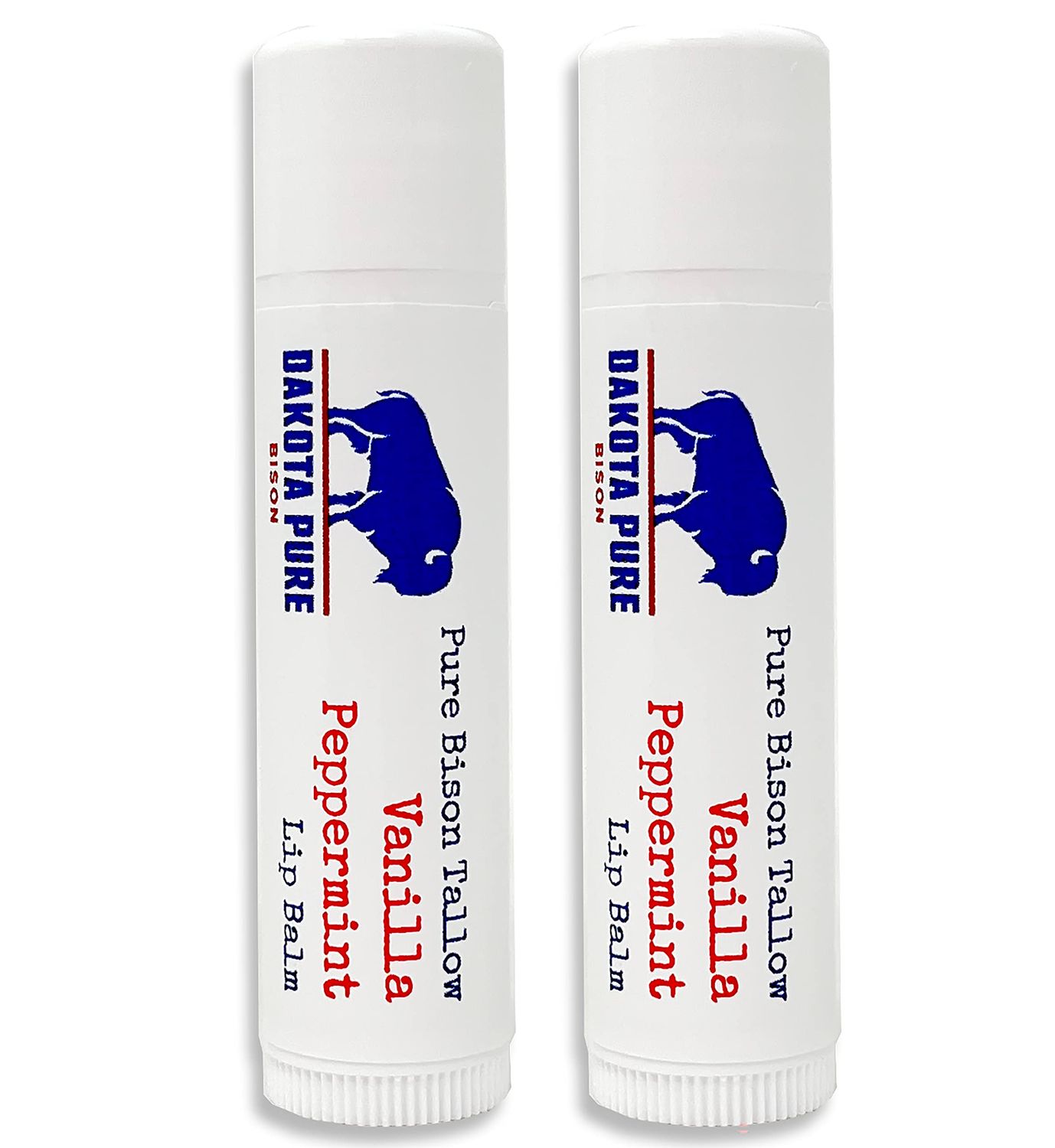 Dakota Pure Bison Tallow Balm Set of 2 - Moisturizing Natural Lip Balm in Vanilla Peppermint
