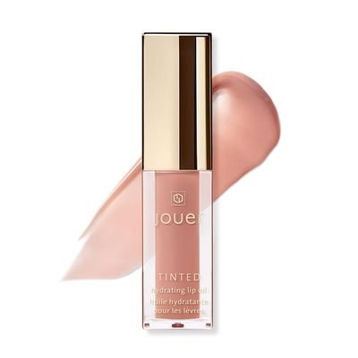 Jouer Essential Tinted Hydrating Lip Oil Gloss - Moisturizing Dry Lip Treatment Serum - Fragrance Free Tinted Lip Oil - Jojoba Seed Oil and Apricot Oil Formula