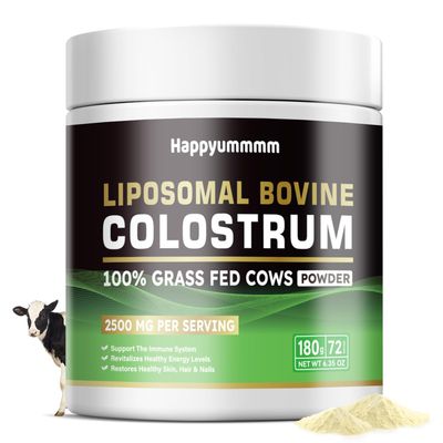 Liposomal Bovine Colostrum Powder - Pure Bovine Colostrum for Humans - Grass Fed Colostrum Supplement for Gut Support, Immune Health and Hair Growth,72 Servings per Bottle.180g/6.35 oz