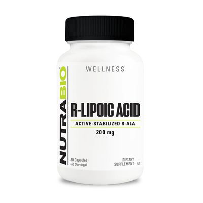 NutraBio R-Lipoic Acid Supplement, 200mg -Active Stabilized R-ALA Supplement- Optimized Alpha Lipoic Acid Formula for Better Absorption to Support Health and Wellness- 60 Capsules