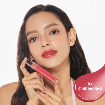 ETUDE Glow Fixing Tint 4 Chilling Red | Non-Sticky Glossy Shine Lip Stain | Fills up with Comfortable Moisture | Tints for Dry Lips