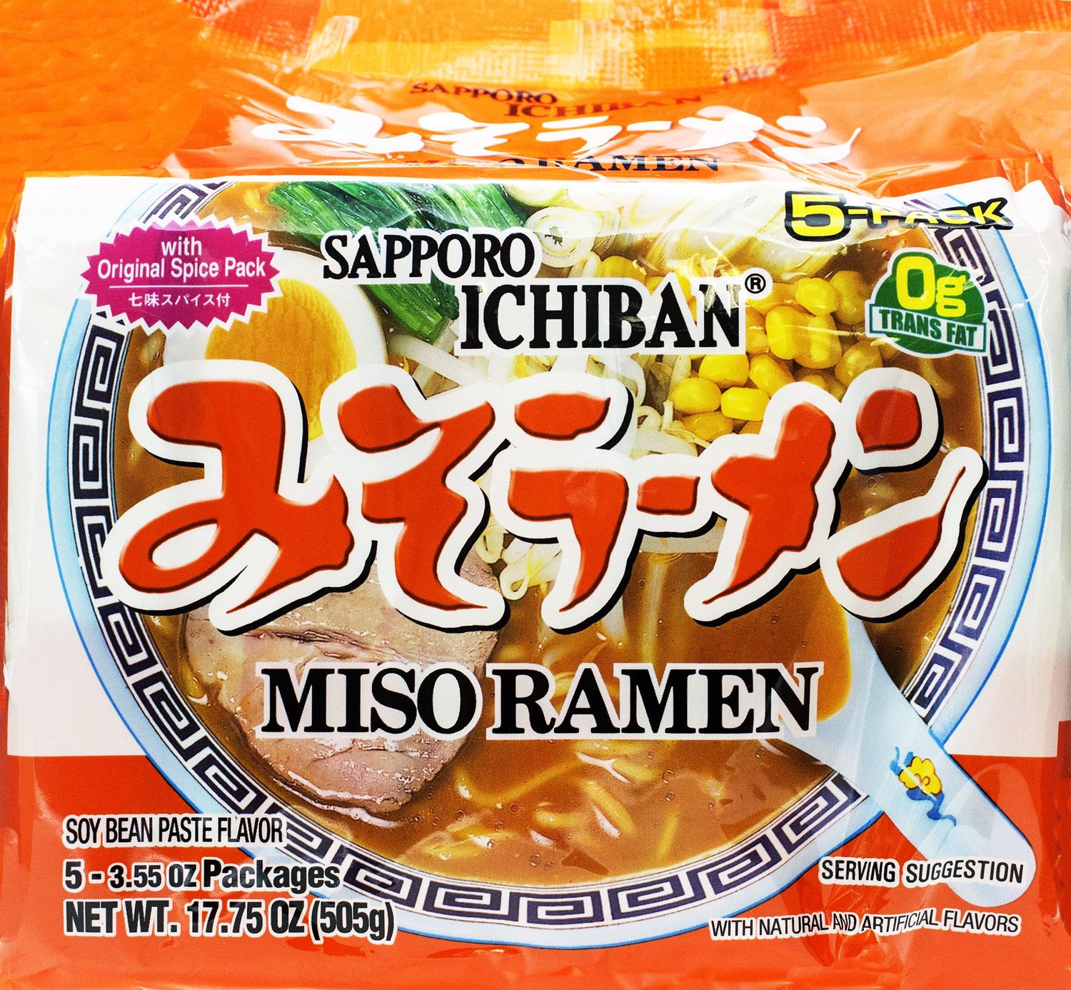 Sapporo Ichiban Miso Ramen, 0g Trans Fat, 17.5 Ounce (Pack of 6)