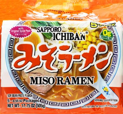 Sapporo Ichiban Miso Ramen, 0g Trans Fat, 17.5 Ounce (Pack of 6)