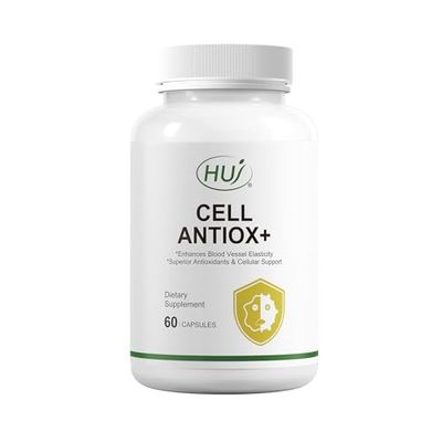 HUJ Cell Antiox Supplement - Superior Antioxidants &amp; Cellular Support - Contains Grape Seed Extract, Pomegranate Extract, Resveratrol, and Vitamins C and E - 60 Capsules