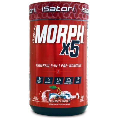 iSatori Morph X5 Intense Pre Workout with Beta Alanine, Creatine Magnapower, Citrulline Malate- Nitric Oxide Flow &amp; Pump Supplement for Energy, Endurance and Strength, Cherry Frost (20 Servings)
