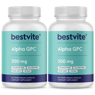BESTVITE Alpha GPC 600mg per Serving (240 Vegetarian Capsules) (120x2) - No Stearates - Vegan - Non GMO - Gluten Free