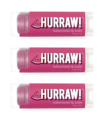 Hurraw! Watermelon Lip Balm, 3 Pack: Organic, Certified Vegan, Cruelty and Gluten Free. Non-GMO, 100 Natural Ingredients. Bee, Shea, Soy and Palm Free. Made in USA