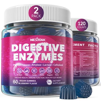 Digestive Enzymes for Women &amp; Men Gummies w/ Probiotics, Papaya, Bromelain, Ginger - Bloating Relief &amp; Gut Health Chewable Supplement Digest Proteins Dairy Carbs Veggies Fats, Sugar Free Vegan, 120Cts