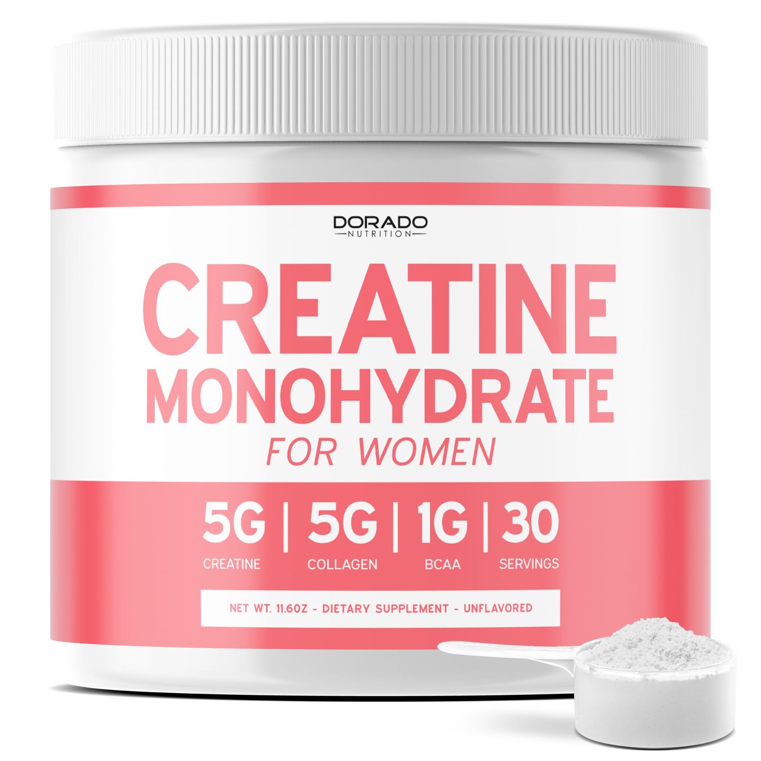 Creatine for Women | Creatine Monohydrate Powder 5000mg Collagen 1000mg BCAA 2:1:1 Powder (30 Serving) Supports Glutes, Lean Muscles, Recovery, Energy &amp; Stamina - Non-GMO, Gluten Free - USA Made