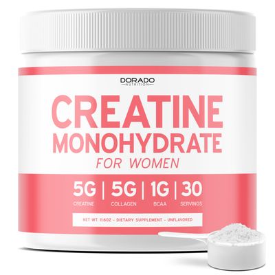 Creatine for Women | Creatine Monohydrate Powder 5000mg Collagen 1000mg BCAA 2:1:1 Powder (30 Serving) Supports Glutes, Lean Muscles, Recovery, Energy &amp; Stamina - Non-GMO, Gluten Free - USA Made