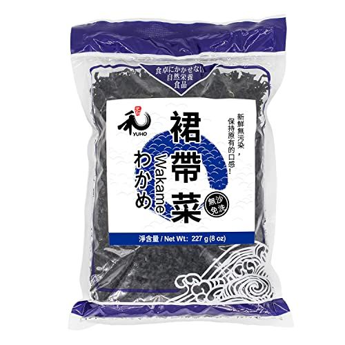 YUHO Wakame Seaweed 8 Oz New Season Dried Wakame Vegan Non-GMO Wakame Seaweed for Miso Soup 227g