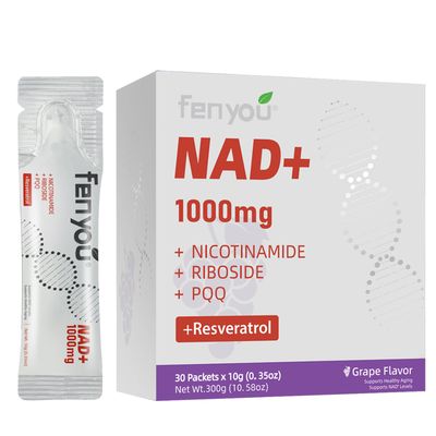 FENYOU NAD Supplements with PQQ, Quercetin, NAD Nicotinamide Riboside &amp; Resveratrol for Anti-Aging Cell Repair Energy Booster, NAD Supplement for Men &amp; Women 30 pcs Vegan Grape Flavor
