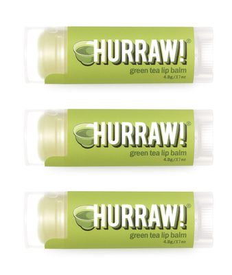 Hurraw! Green Tea Lip Balm, 3 Pack: Organic, Certified Vegan, Cruelty and Gluten Free. Non-GMO, 100 Natural Ingredients. Bee, Shea, Soy and Palm Free. Made in USA