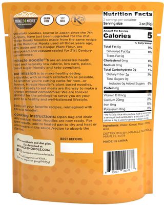 Miracle Noodle Ready to Eat Angel Hair Pasta, 7 Oz (Pack of 6), Plant Based Shirataki Konjac Noodles, 5 Calories, 1g Net Carbs Per Serving, Keto, Gluten-Free