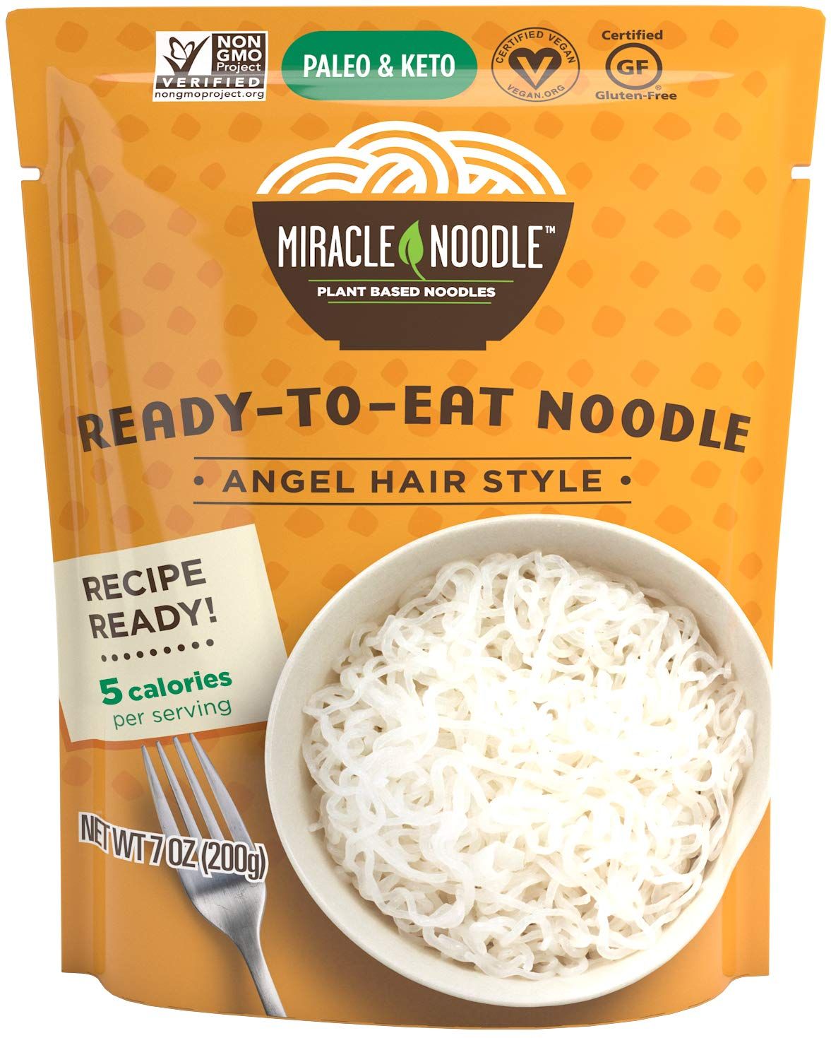 Miracle Noodle Ready to Eat Angel Hair Pasta, 7 Oz (Pack of 6), Plant Based Shirataki Konjac Noodles, 5 Calories, 1g Net Carbs Per Serving, Keto, Gluten-Free