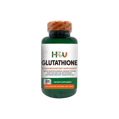 H4U Premium Glutathione Supplement - 50000 mcg Capsules - Antioxidant Support for Liver Health, Skin Whitening, and Anti-Aging - 60 Count - Gluten-Free, Non-GMO