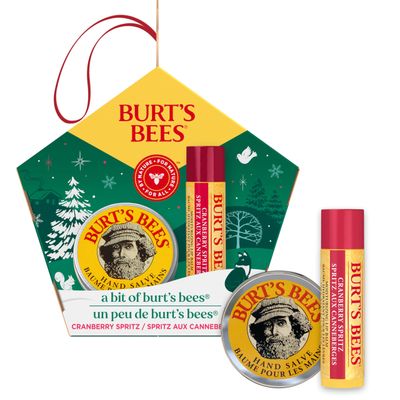 Burt&#39;s Bees A Bit of Burt&#39;s Bees Cranberry Spritz Lip Balm and Hand Salve Gift Set, Natural Origin Skin Care and Lip Care, 2-Piece Set, 0.15 oz./0.3 oz.