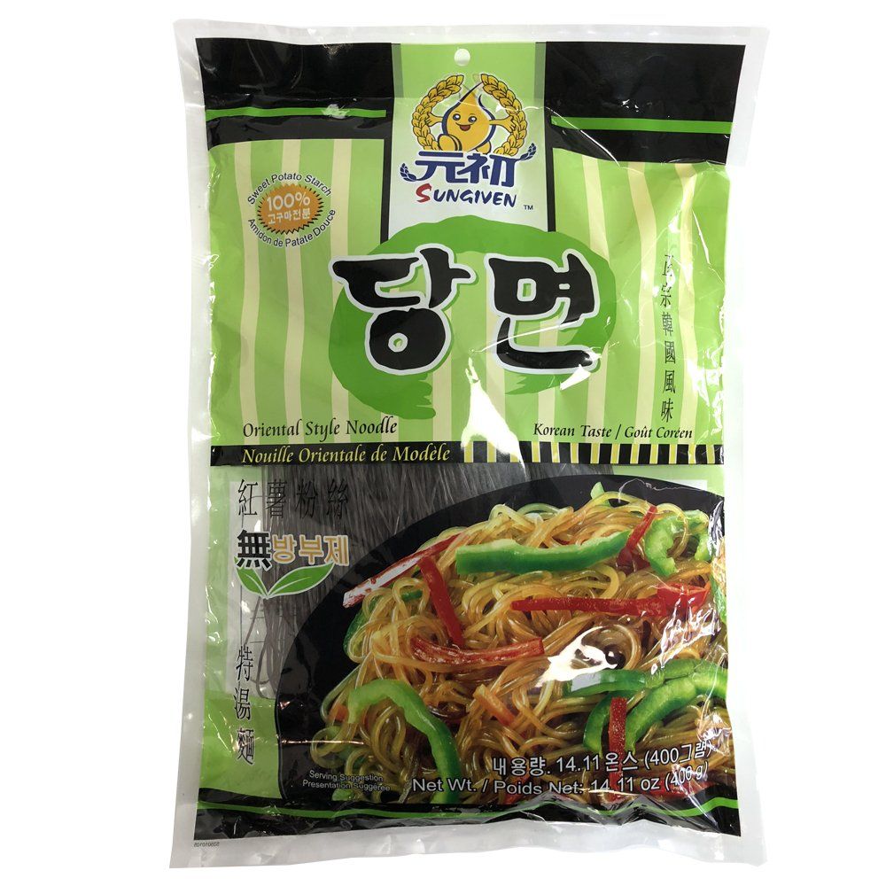 SUNGIVEN Sweet Potato Glass Noodles, Japchae, Korean Vermicelli Pasta, Fat-free and Gluten-free, 100 Sweet Potato Starch, No Additive, No Alum inside, Holiday Gifts 14.11 Ounce
