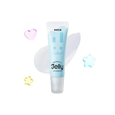 EDIT.B Waterfull Jelly Lip Essence, Hydrating &amp; Moisturizing Lip Treatment with Ceramide &amp; Hyaluronic Acid, Non-Sticky Glossy Finish, Korean Nourishing Lip Care for Dry, Chapped Lips, 0.37 fl.oz