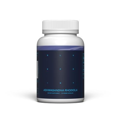 Blueprint Bryan Johnson Ashwagandha &amp; Rhodiola Longevity Adaptogen Supplement - 600mg Ashwagandha, 300mg Rhodiola Rosea Extract (3 Rosavins/1 Salidroside) - Supports Calm, Energy&amp;Cognition - Non-GMO