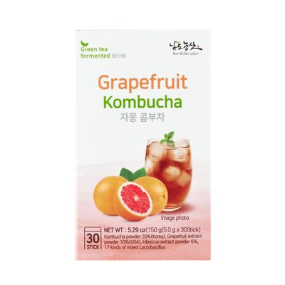 Instant Sparkling Grapefruit Kombucha Mix Fermented Tea Tangy Powder Drink Powder, Refreshing Mix of Green Tea and Grapefruit, Perfect Summer Beverage from Korea JRND Foods 30 Pieces