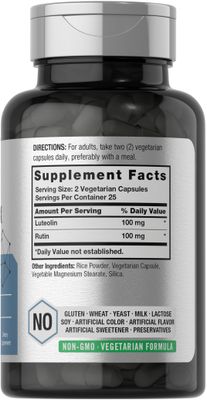 Horbach Luteolin Complex Supplement | with Rutin | 50 Capsules | Vegetarian, Non-GMO &amp; Gluten Free Flavonoid Formula