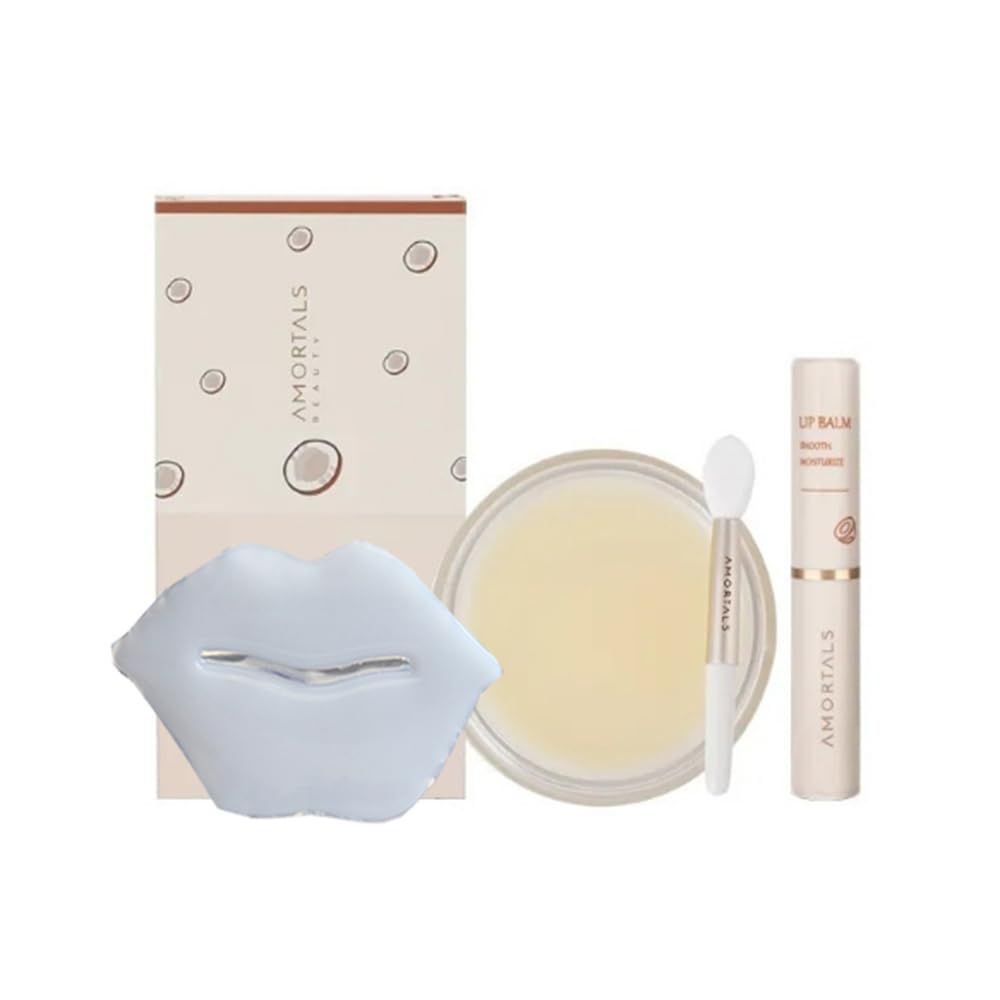 Lip Care Products Gift Kit Lip Therapy Set with Lip Sleeping Mask Lip balm and Collagen Lip Mask with Natural Coconut Moisturizer for Dark lips Cracked, Chapped Very Dry- Lip Treatments