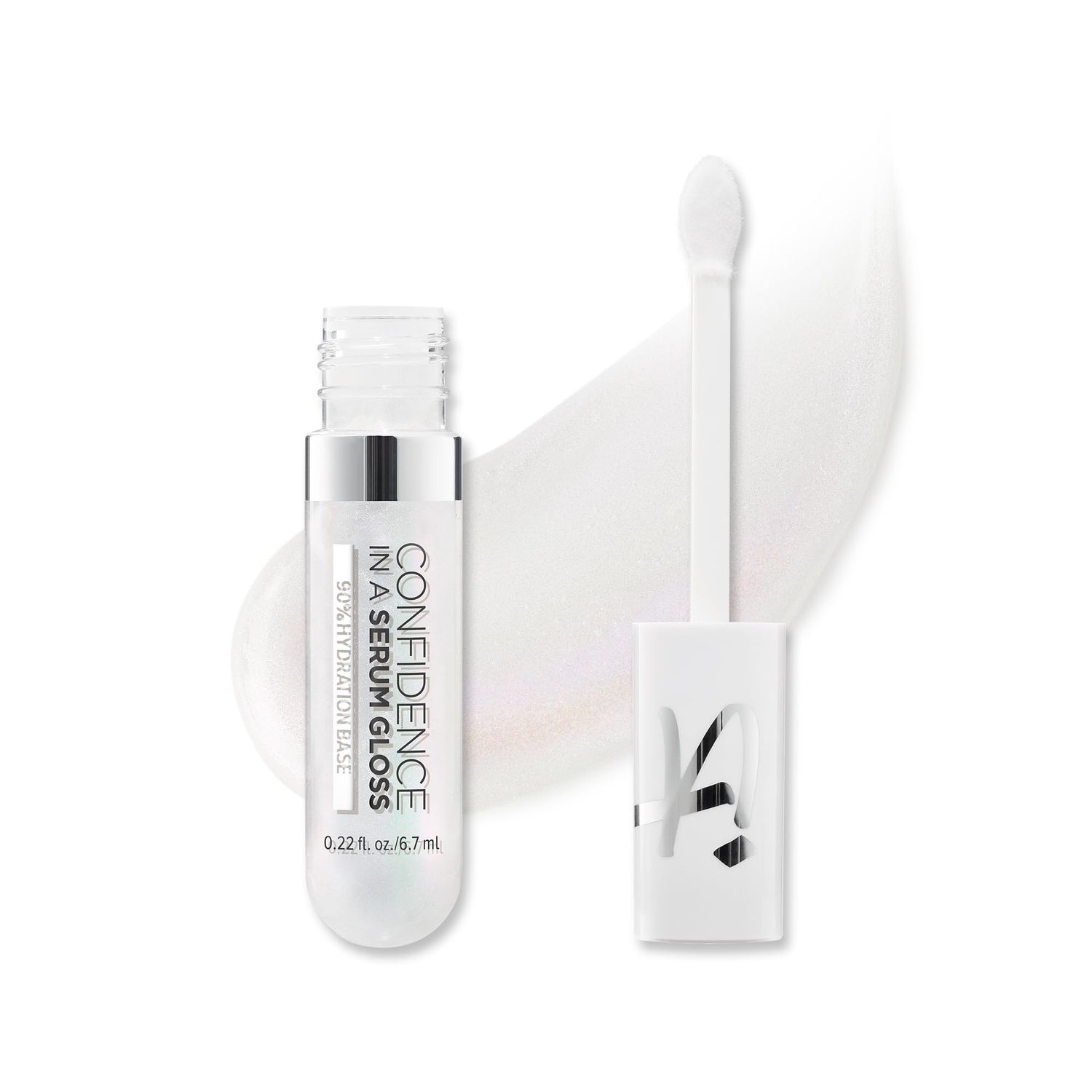 IT Cosmetics Confidence in a Serum Lip Gloss - Smoothing &amp; Conditioning - 8HR Hydration with Hyaluronic Acid, Ceramide, Vitamin E - High Shine &amp; Sheer Finish, Self-Assured (Clear Shimmer)