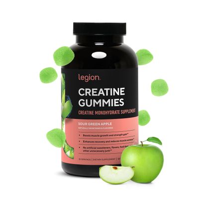 LEGION Creatine Monohydrate Gummies - Clean Creatine Chewables for Muscle Gain, Improving Endurance &amp; Post Workout Recovery - Creatine Supplement for Maximum Absorption (120 Sour Green Apple Gummies)