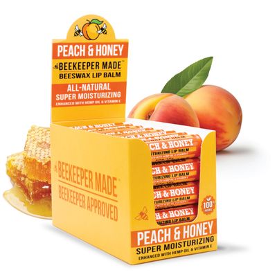 Beekeeper Made Beeswax Bulk Lip Balm, 40 Count | For Men, Women, and Children. Great for Gifts, Showers, &amp; More (Peach)