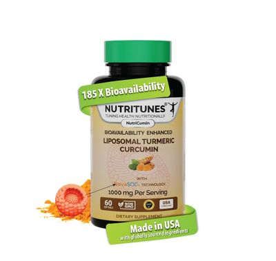 Turmeric Curcumin 1000mg for Joint Support - 185x Bioavailable, High Absorption with NovaSOL Liposomal Technology - Made in USA, 60 Softgels